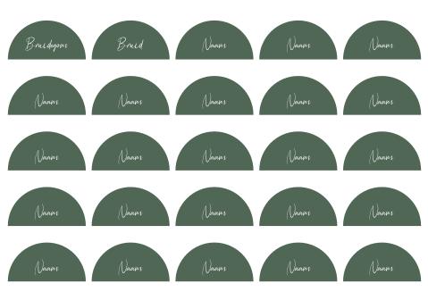 NAAMKAARTJES BOOGVORM DONKERGROEN - 25 STUKS 8X4 CM