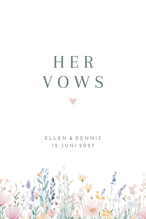 Geloftenboekje bruiloft romantisch bloemen her vows