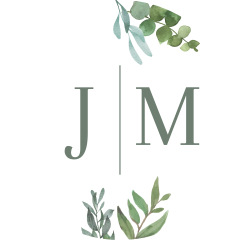 Sluitsticker trouwkaart Jessica & Martin klassiek wit groen blaadjes