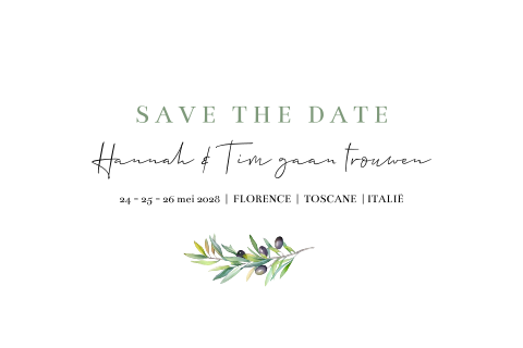 save the date olijftakje klassiek Italië