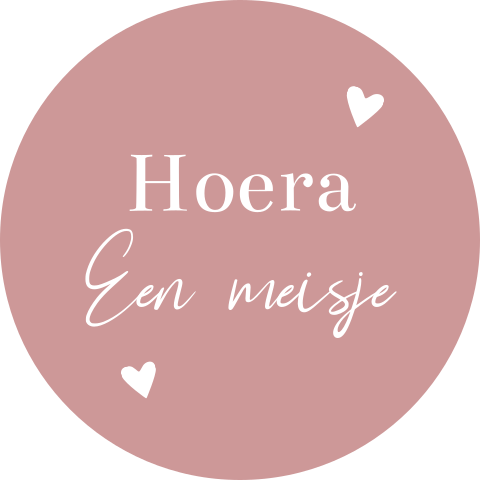 Sluitsticker geboortekaartje Livia roze hoera een meisje