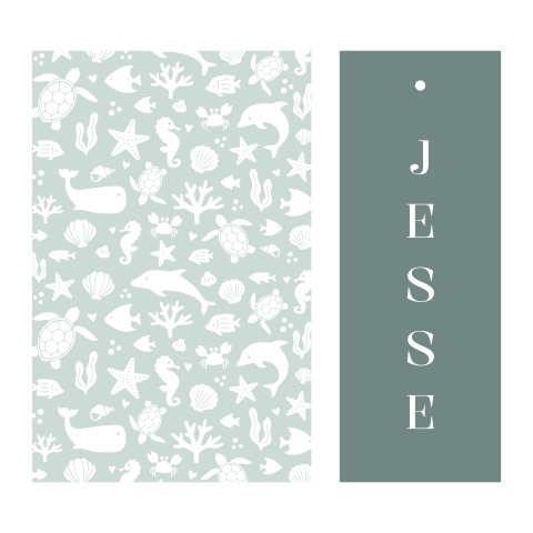 Geboortekaartje jongen labels oceaan patroon groen