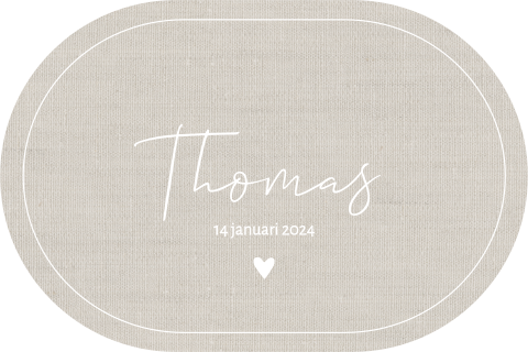 Geboortekaartje jongen stans vorm ovaal linnen neutraal