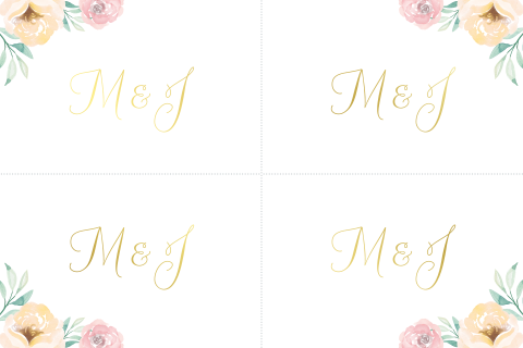 Pocketfold trouwkaart label goudfolie bloemen watercolor