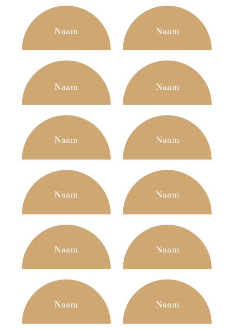 Naamkaartjes bruiloft halve boog beige