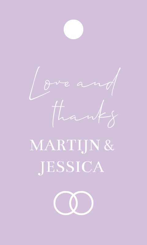 Label bedankjes bruiloft lila- 18 stuks