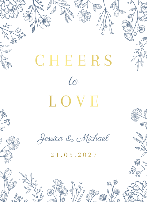 Wijnetiket staand 8x11 Elegant Bloom