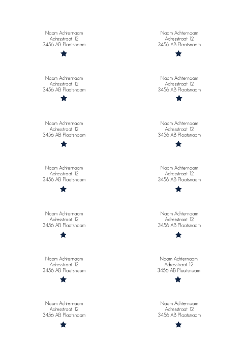 Adresstickers geboortekaartje rond Daan sterren