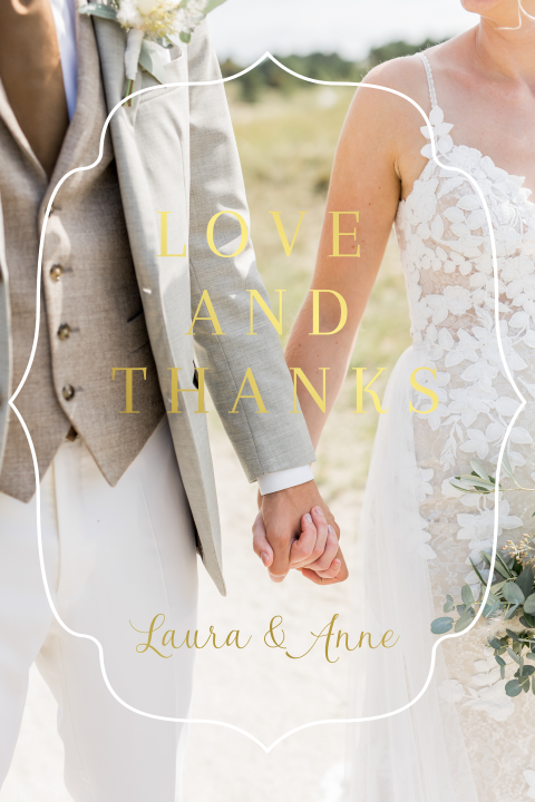 Bedankkaart bruiloft foto roze Timeless Elegance