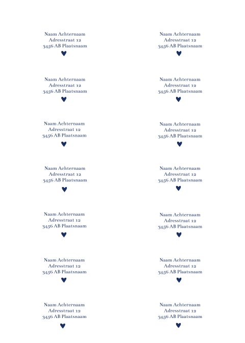 Adresstickers trouwkaart rond Classic Blue