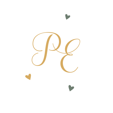 Sluitsticker trouwkaart Peter & Else wit hartjes sierlijk