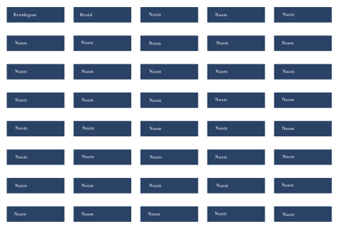 Naamkaartjes bruiloft labels donkerblauw klassiek - 40 stuks 8x3 cm