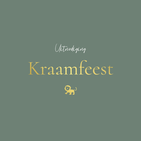 Kraamfeest uitnodiging Daan groen leeuwtje
