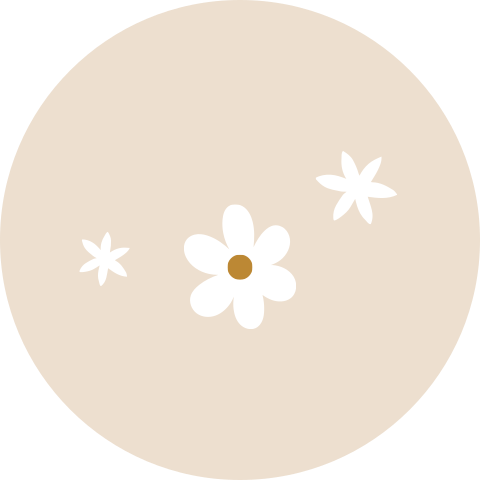 Sluitsticker geboortekaartje Livia beige bloem sterren