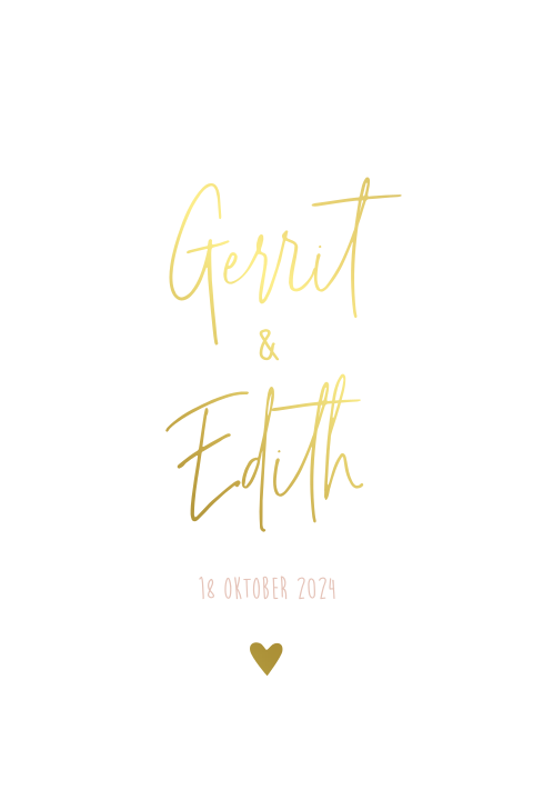 Trouwkaart boog vorm chique wit met goudfolie