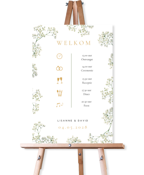 Programmabord bruiloft Ivory Blossoms