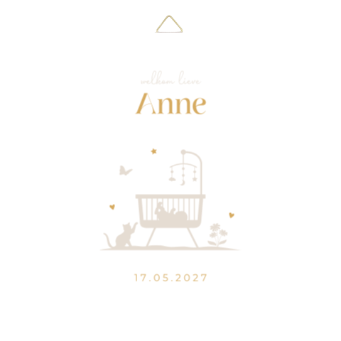 Tegeltje geboortekaartje Anne neutraal wieg