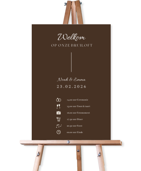 Programmabord bruiloft Velvet Brown