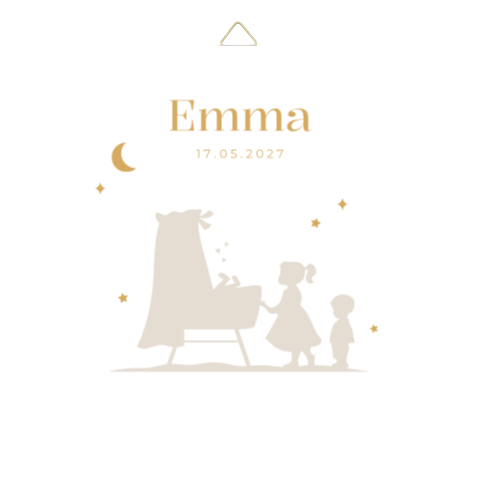 Tegeltje geboortekaartje Emma wieg silhouet