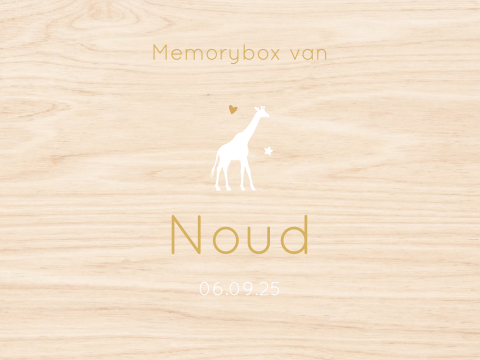 Memory box baby geboortekaartje Noud giraffe