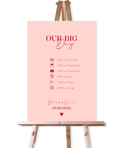 Programmabord bruiloft Pink Love