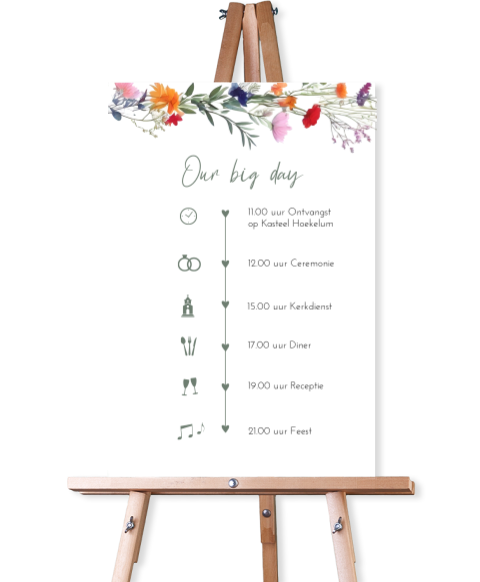 Programmabord bruiloft Wildflower Love
