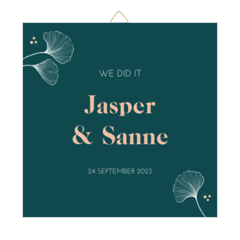 Tegeltje trouwhuisstijl Ginkgo green 