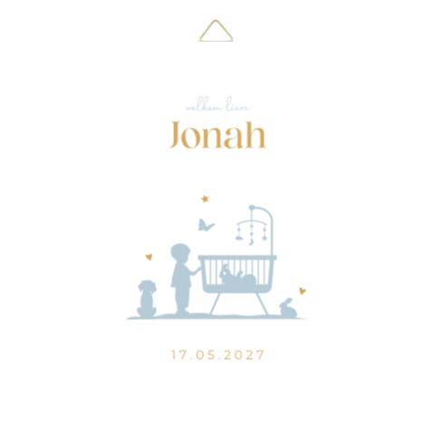 Tegeltje geboortekaartje Jonah wieg silhouet