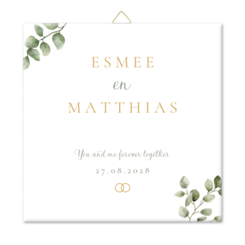 Tegeltje trouwhuisstijl Eucalyptus Elegance