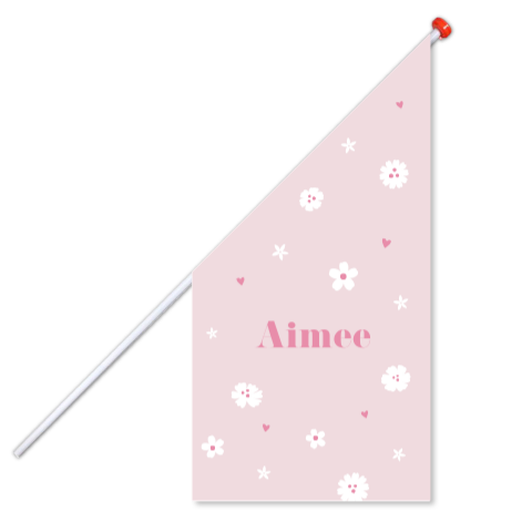 Geboortevlag klein geboortekaartje Aimee roze modern bloemen