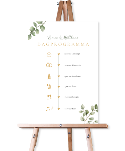 Programmabord bruiloft Eucalyptus Elegance