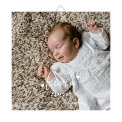 Tegeltje geboortekaartje Livia foto