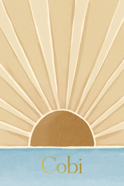 Geboortekaartje Zonnestralen Beige Oker Blauw