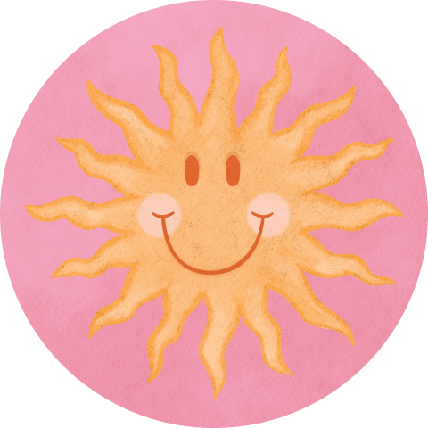 Sluitsticker Zonnetje Smiley Roze Oranje
