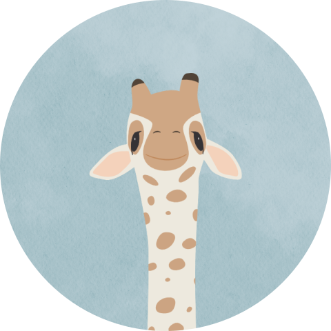 Sticker Girafje Blauwe Achtergrond