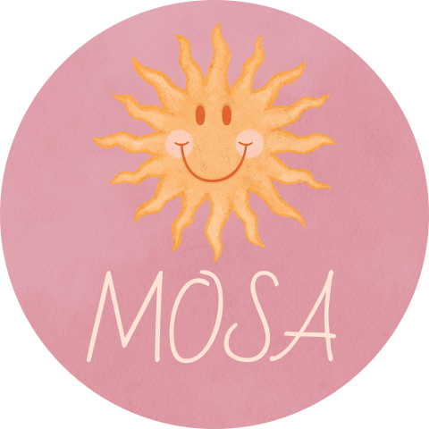 Roze sticker met smiley zonnetje en naam
