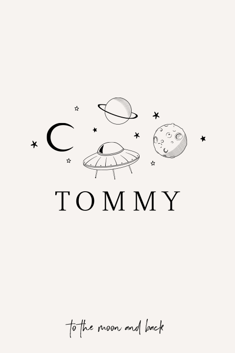 Geboortekaartje Space Thema Ufo Planeet Sterren Maan