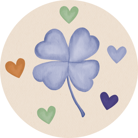 Sluitsticker Klavertje Hartjes Blauw Groen