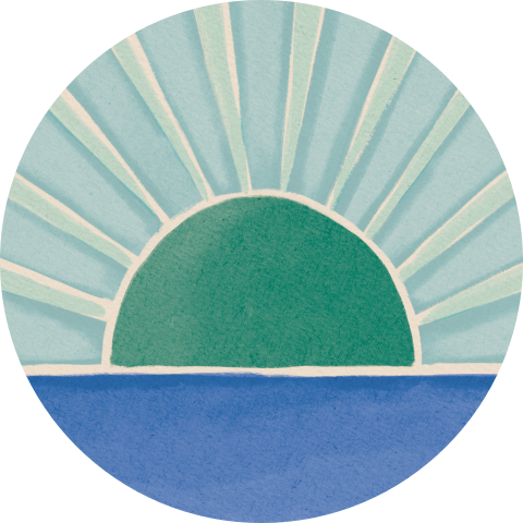 Sluitsticker Zonnestralen Groen Blauw
