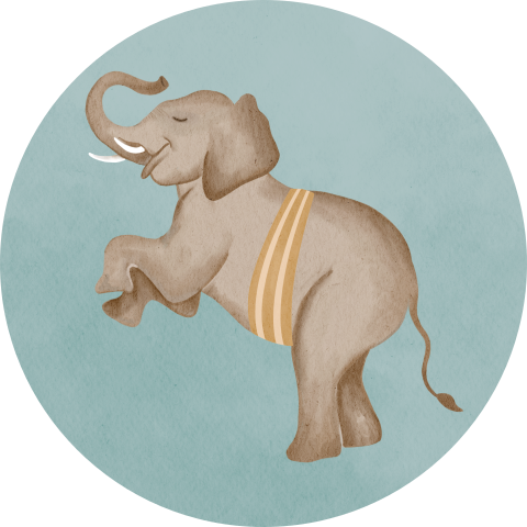 Sluitsticker Olifant Blauwe Achtergrond