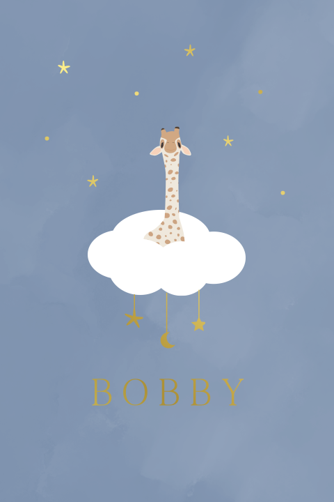 Giraffe in de Wolken met Sterren en Maantje Blauw