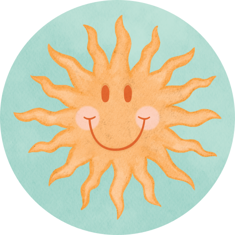 Sluitsticker Zonnetje Smiley Blauwe Achtergrond