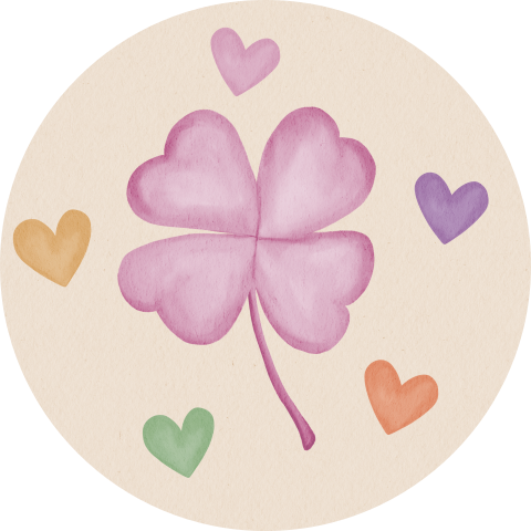 Sluitsticker Klavertje Hartjes Lente Pastelkleuren