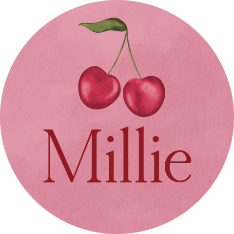 Sticker Kersen Roze Achtergrond