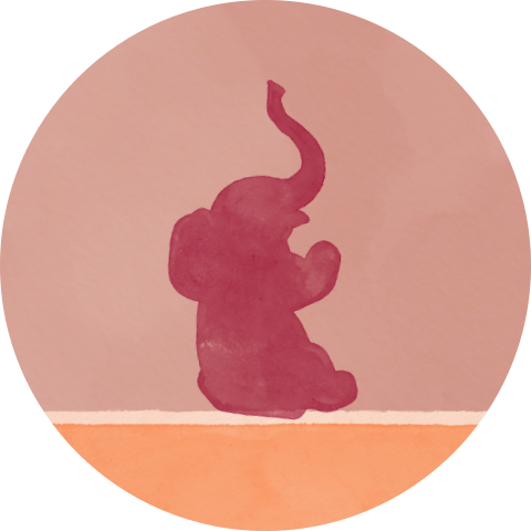 Sluitsticker Olifantje Waterverf Bordeaux