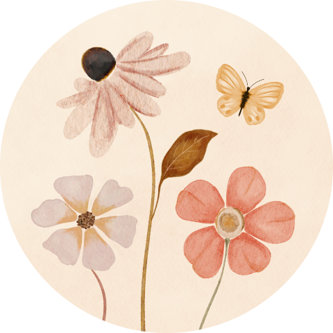Sluitsticker Bloemetjes Vlinder