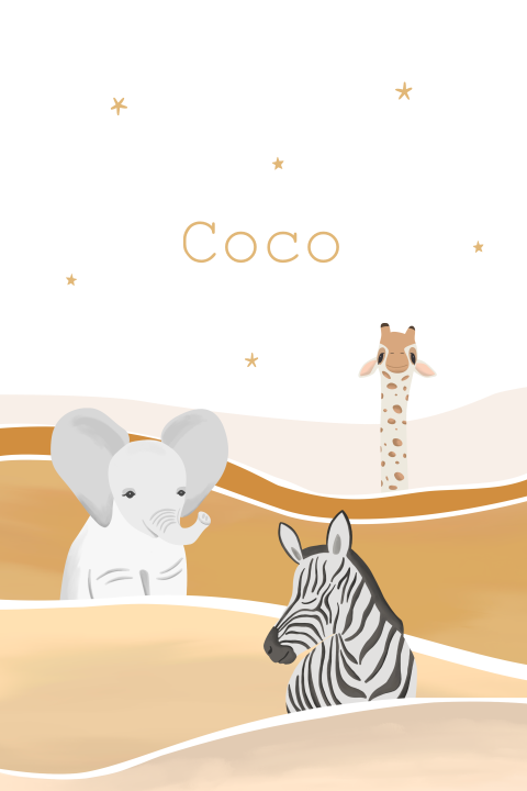 Geboortekaartje met Babydieren in Landschap