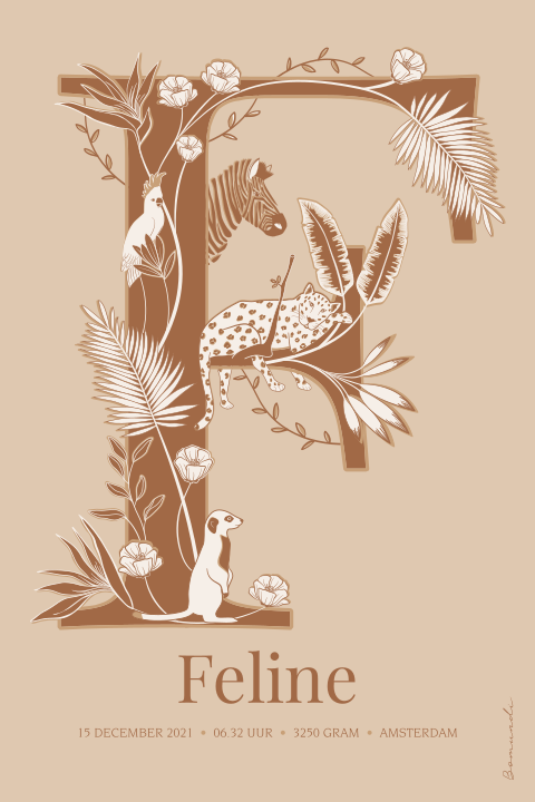 Letter Poster Jungle Terra Zandkleur