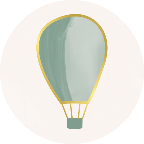 Sluitsticker Luchtballon Groen Goudfolie Randje