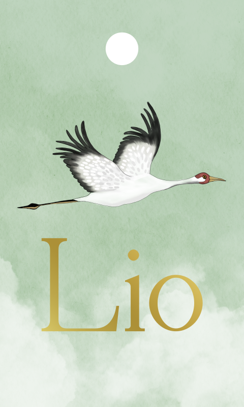 Label Kraanvogel Groene Achtergrond 30 x 50mm goudfolie